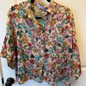 Xl BTFL - life Vibrant Floral Button-Up silky feel Blouse